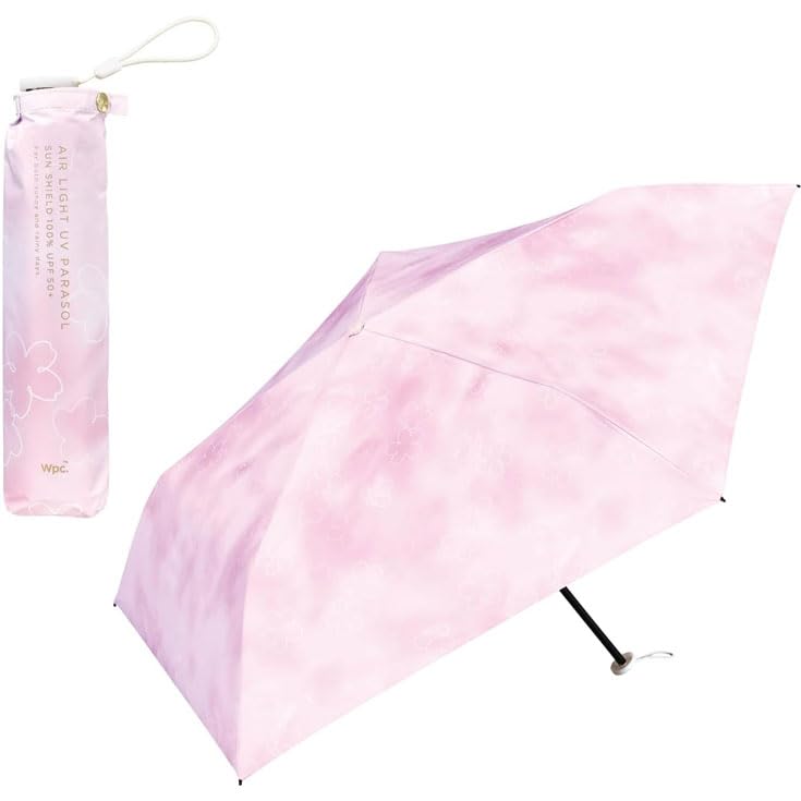 Ultra Lightweight Mini Folding Umbrella – 0.26 lb Compact Sun & Rain Umbrella, 19.7 in Canopy Rib, UV Protection & Heat Blocking, Pink Sakura Floral Pattern Travel Umbrella