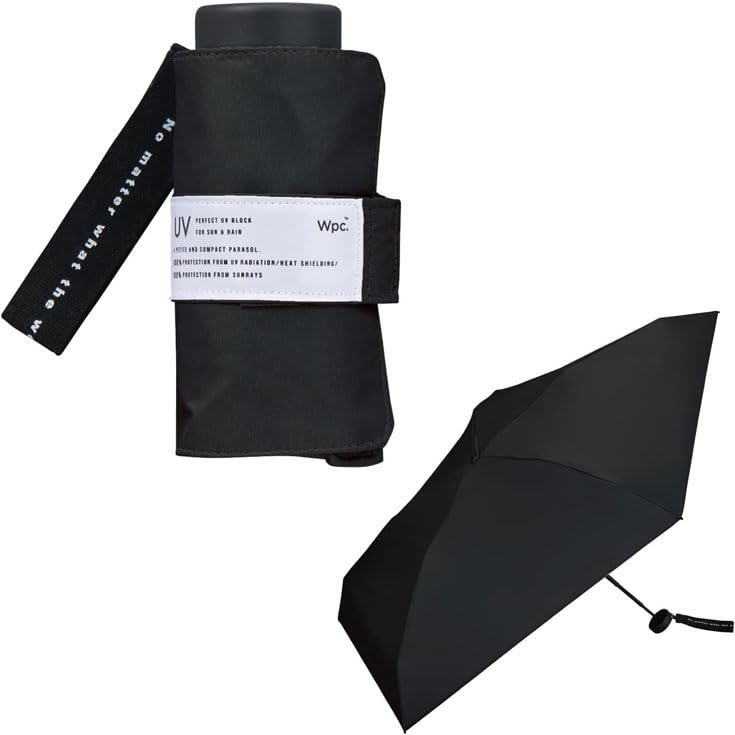 Ultra Compact Mini Folding Umbrella – 4.5 in Pocket Size Sun & Rain Umbrella, 100% UV Protection UPF50+, Heat Blocking Travel Umbrella, Lightweight 0.40 lb, Black