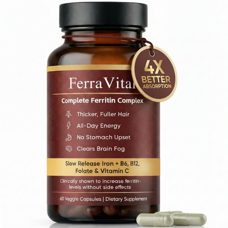 Ferravital Ferritin Support, Ferritin Supplement for Women, Daily Iron Supplement with Iron Bisglycinate Lactoferrin Vitamin C B12, Gluten Free & Non-GMO, 60 Capsules (A) A
