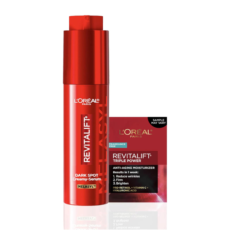 L'Oreal Paris Revitalift Triple Power Dark Spot Corrector Creamy-Serum, Hyperpigmentation Treatment With Melasyl, Vitamin C & Niacinamide, Treats Sun Spots, Dark Spots, Aging & Uneven Tone, 1.7 fl oz