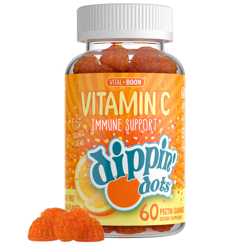 Dippin' Dots Vitamin C Gummies for Adults, 250mg Orange Creme (60 Ct) | Orange Creme vitamin C supplement gummies for daily immune support; maximum strength, vegetarian, whole family, 60-count. 60 Count (Pack of 1)