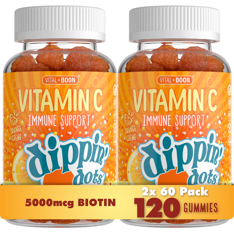 Dippin' Dots Vitamin C Gummies for Adults, 250mg Orange Creme (2 Pack) | Orange Creme vitamin C supplement gummies for daily immune support; maximum strength, vegetarian, whole family, 2-pack. 60 Count (Pack of 2)
