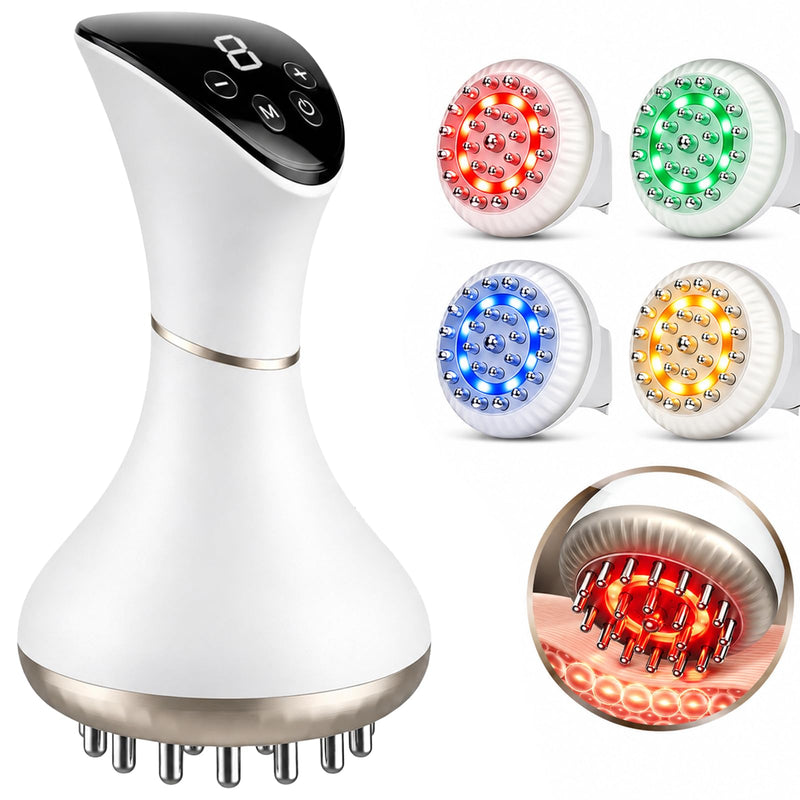 Lymphatic Drainage Massager for Body, Body Massager with 4 Color Light, Heat, Vibration & 9 Levels, Cellulite Massage Tool for Legs, Arms, Waist & Back