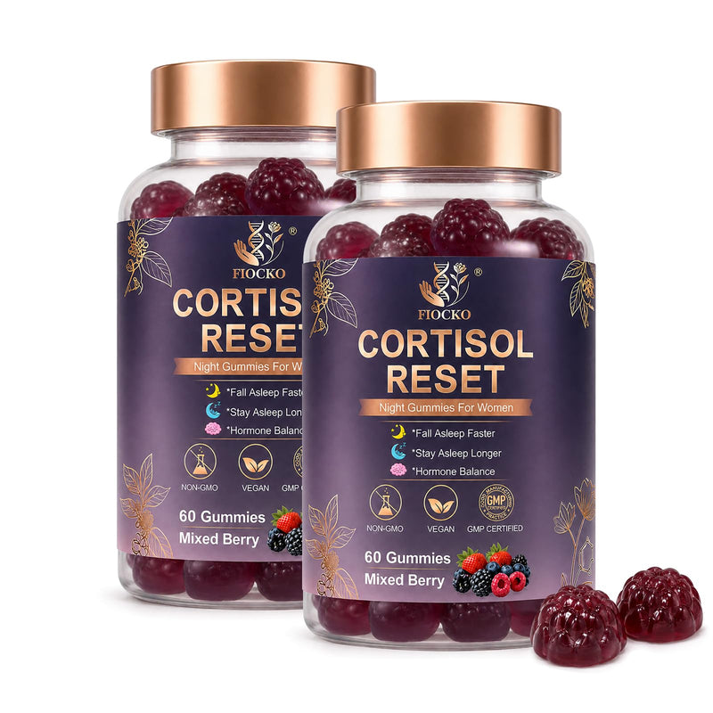 Cortisol Supplements for Women, Ashwagandha Gummies for Stress Relief, Hormone & Sleep & Cortisol Gummies with Magnesium, L-Theanine, GABA, Maca Root, Vitamin, Vegan, Mixed Berry, 120 Count 60 Count (Pack of 2)
