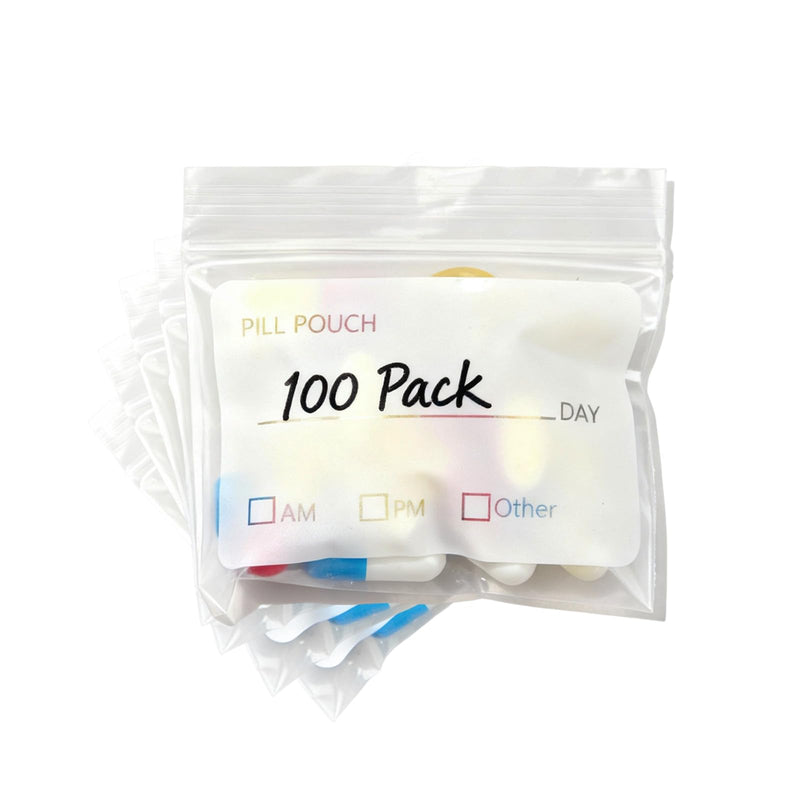 Reusable Pill Bags and Pill Pouches Medicine Bag with Secure Zipper Seal, Clear Label Space, Moisture Resistant Pill Packets for Travel, Portable Storage for Vitamins, Supplements, and Daily Doses