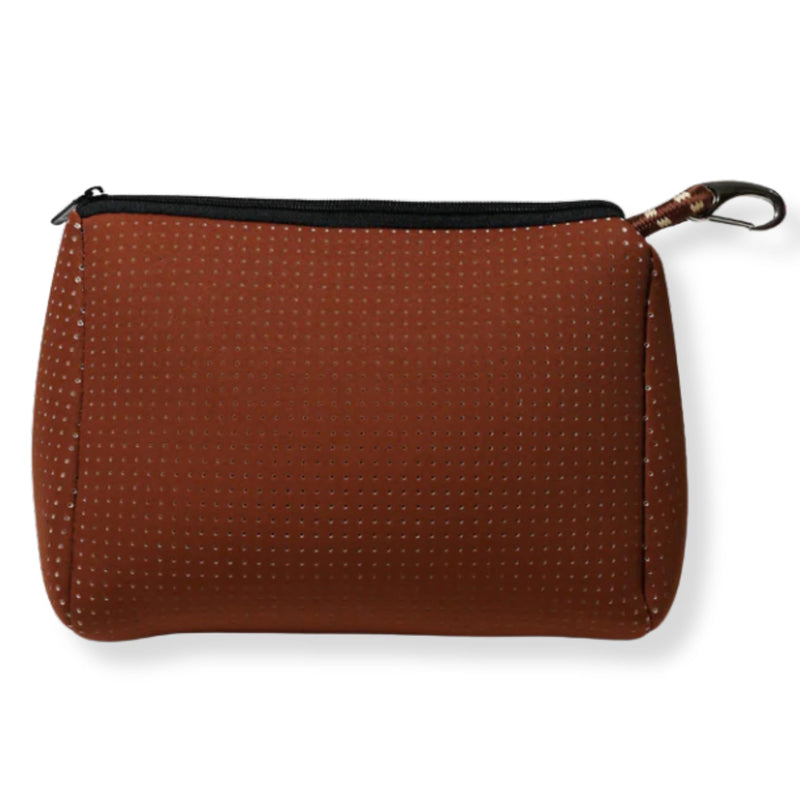 Brand Large Makeup Bag with Zipper - Neoprene Machine Washable Travel Toiletry Cosmetic Organizer Pouch for Women (Toffee) Toffee