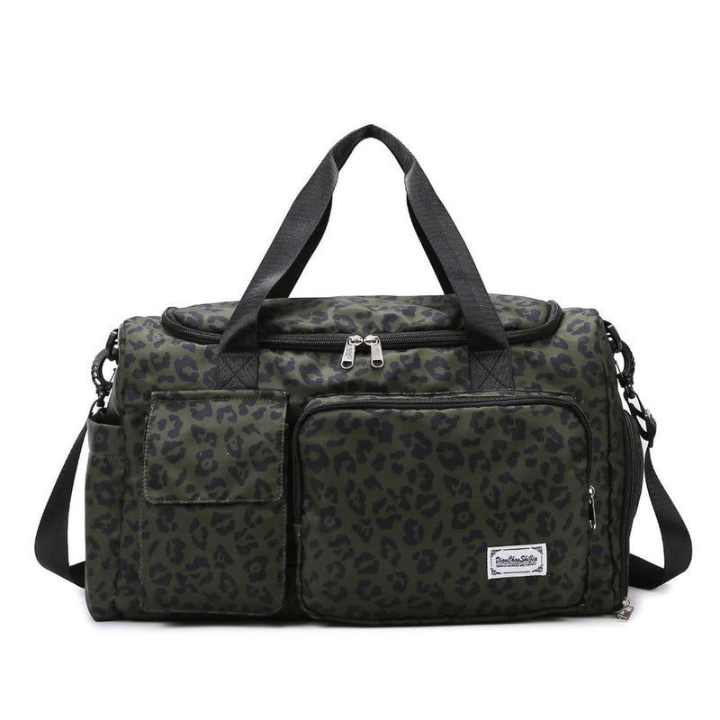 Leopard Duffle Bag Women Weekender Bag Overnight Bags for Women Travel Sport Duffle Gym Bag-Green Leopard Green Leopard