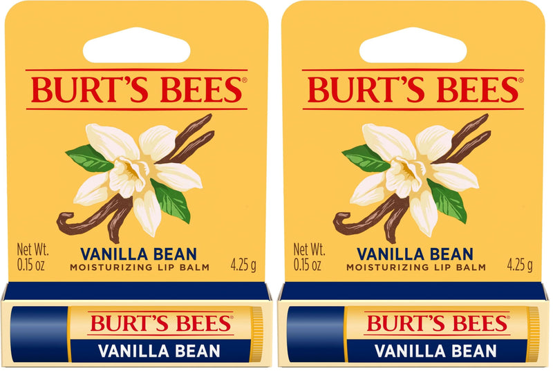 Burt's Bees Lip Balm, Vanilla Bean, Lip Moisturizer With Responsibly Sourced Beeswax, Tint-Free, Natural Conditioning Treatment, 1 Tube, 0.15 oz. (Pack of 2) 1 Count (Pack of 2)