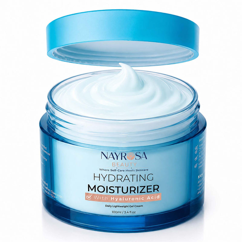 NAYROSA Hyaluronic Acid Gel Moisturizer Cream with Vitamin E, 100ml | 48 Hr Hydration, Lightweight Water Cream for Normal/Dry Skin, Plumping & Smoothing Daily Moisturizer-Korean Skincare