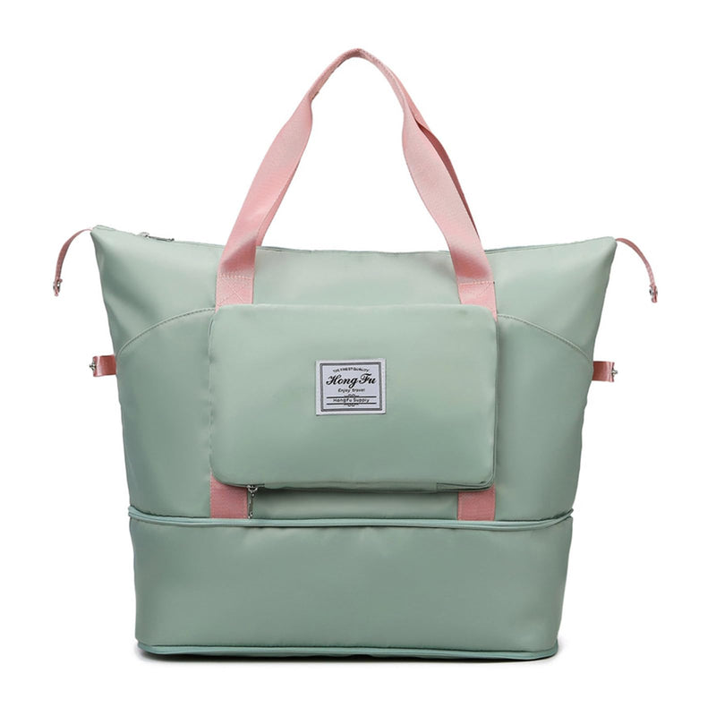 Foldable Travel Duffle Bag for Women Expendable Carry on Weekender Bag Lightweight Water-resistant Sports Gym Green