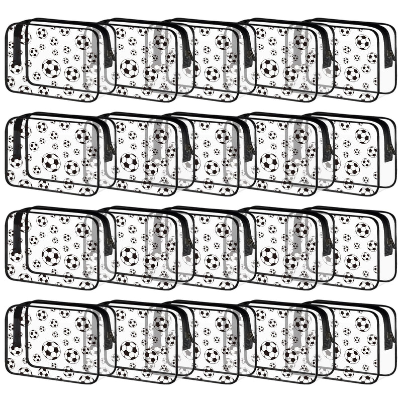20 Pcs Soccer Clear Makeup Bags Bulk, PVC Zipper Cosmetic Pouches | Waterproof Travel Bags for Soccer Teams, Sports Party Favors, Goodie Bags, Toiletries and Small Gifts,7.9 x 5.9 x 2.4 Inch