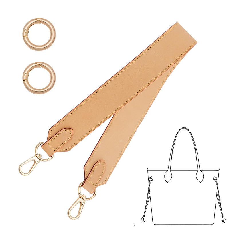 Vachetta Leather Purse Strap for Lv Neverfull Graceful Noe, Apricot | 25.6 Inch Fixed Length Replacement Straps, Wide Shoulder Strap, With Spring Rings, 1.5'' Width, Easy Install, Genuine Cowhide 1.5'' Width/25.6'' Long
