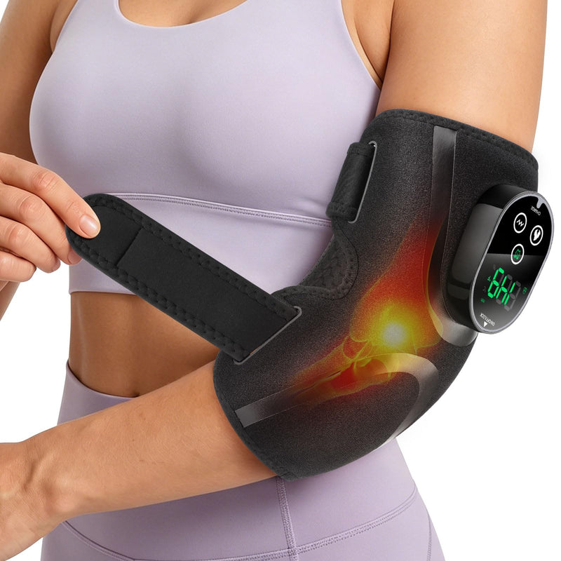 Cordless Elbow Heating Pad for Tendonitis and Tennis Elbow, Elbow Massager with Heat, Rechargeable Heating Pad for Arm, Heated Elbow Brace for Muscle Soreness Joint Pain Relief