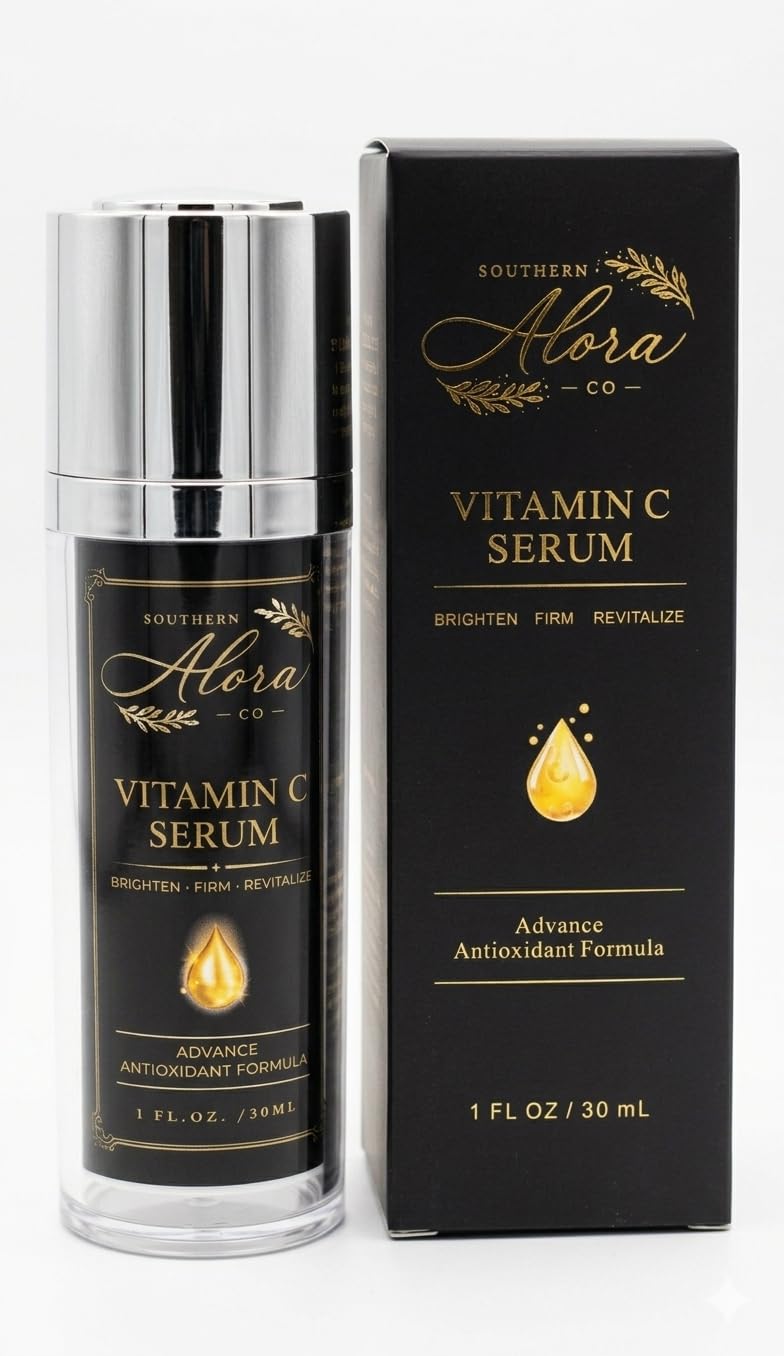 Southern Alora Vitamin C Serum for Face with Hyaluronic Acid | Dark Spots & Hyperpigmentation Treatment, Brightening, Anti Aging, Hydrating Lightweight