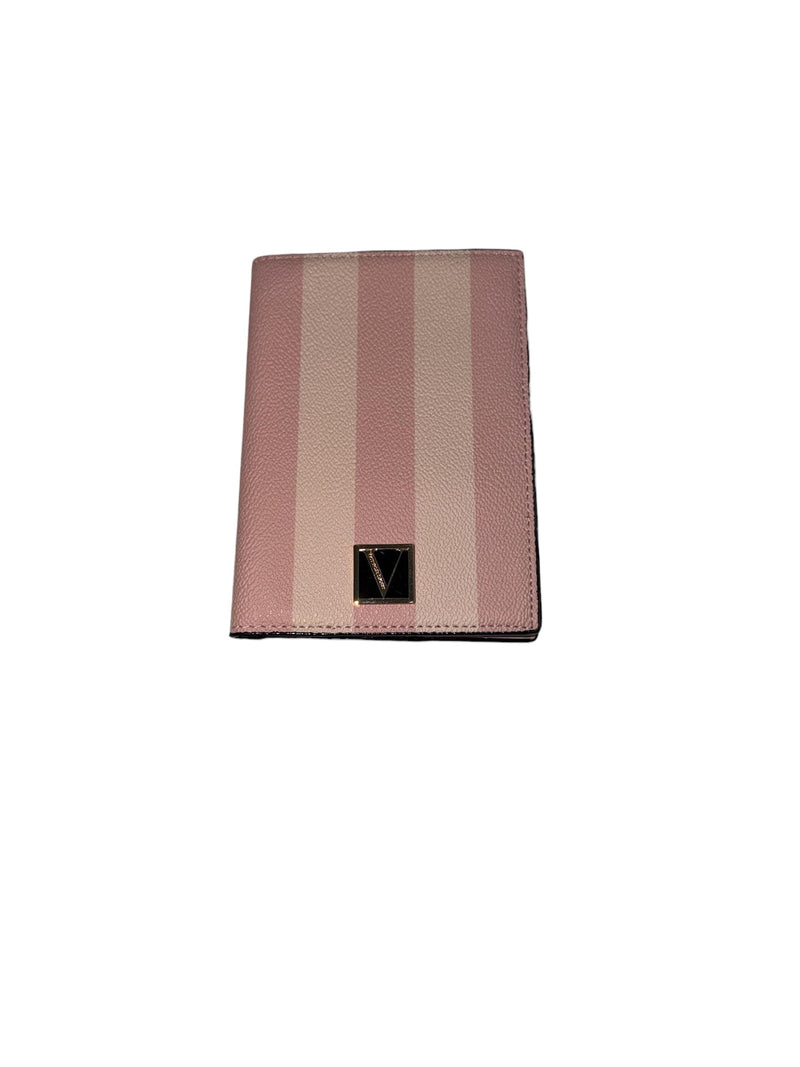 Victoria's Secret Passport Holder Wallet Pink Stripe Faux Leather New