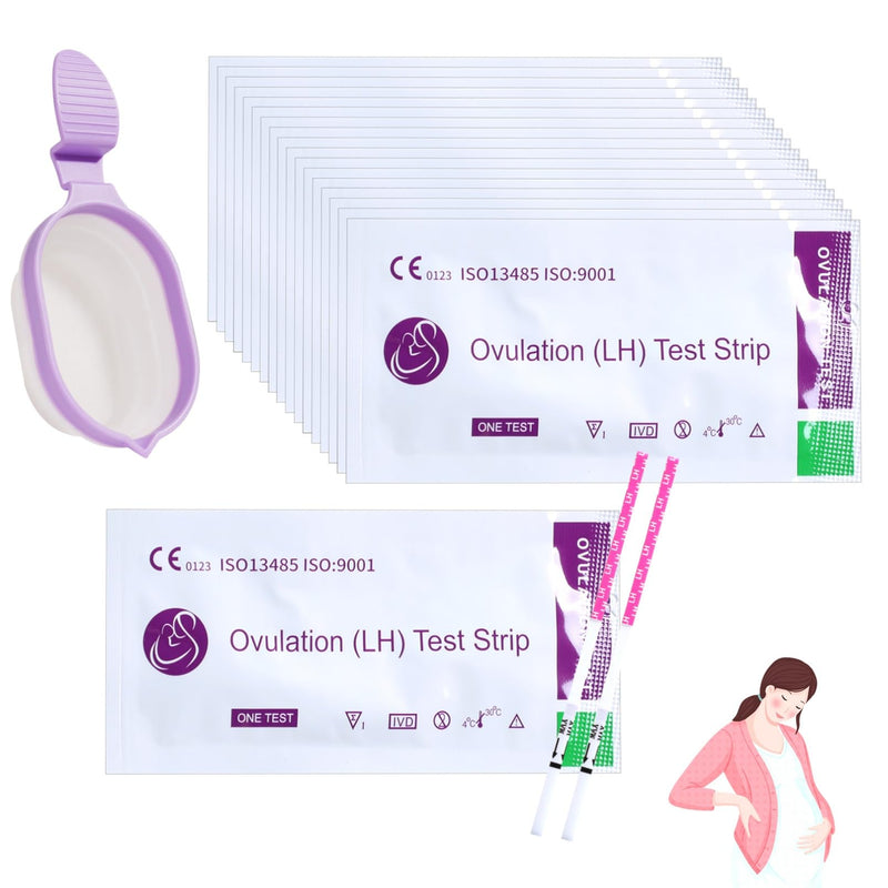 Ovulation Test Strips with Reusable Urine Cup 30 Counts Accurate LH Ovulation Predictor Kit for Women at Home LH Surge Detection Fertility Test