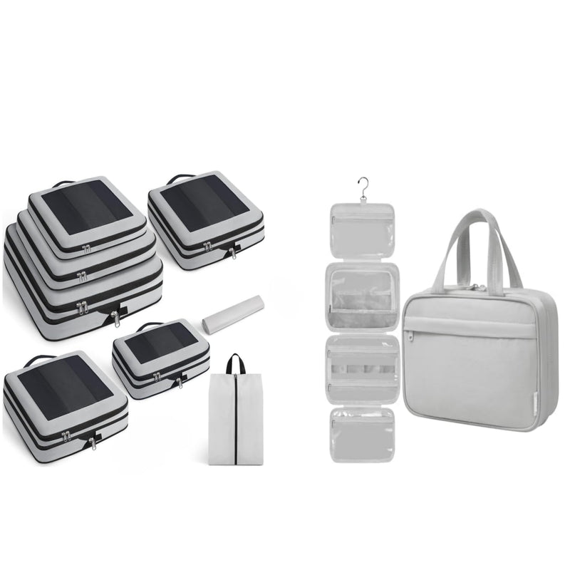 Compression Packing Cubes and Toiletry Bag