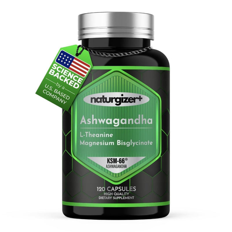 Ashwagandha KSM-66 Complex with L-Theanine & Magnesium | 120 Capsules | 3-in-1 KSM-66 Ashwagandha Complex with L-Theanine & Magnesium | 120 Capsules | 60-Day Supply