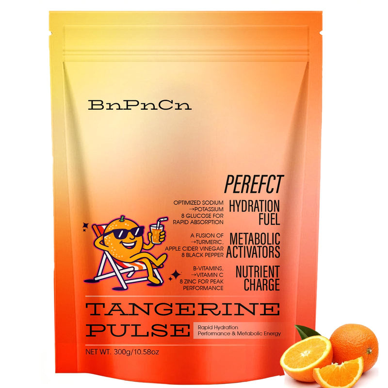 Perfect Morning Tangerine Pulse Electrolyte Powder, 3-in-1 Hydration Supplement with Anhydrous Glucose, ACV, B Vitamins, Turmeric & Taurine, Supports Metabolism & Hydration, Fresh Orange Flavor (1pcs) 1pcs