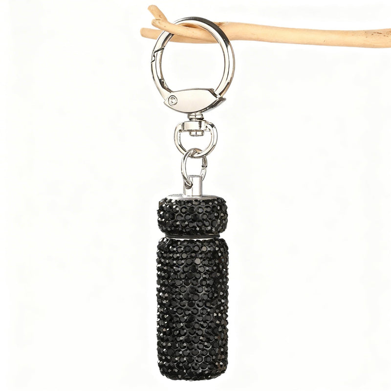 Portable Keychain Pill Case - Shiny Aluminum Alloy Medicine Container with Keychain, Waterproof & Moisture-resistant for Vitamins, Travel, Emergency First Aid Black Out