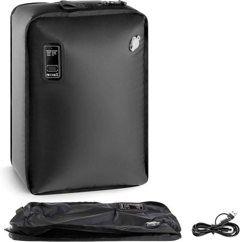 Vacuum Seal Bags for Travel with Bag-Pump Integrated Design, 28L Compression Packing Cubes for Carry-On Suitcase & Travel Backpack, Reusable IP67 Waterproof Vacuum Storage Kit, Gift Set Black 28L