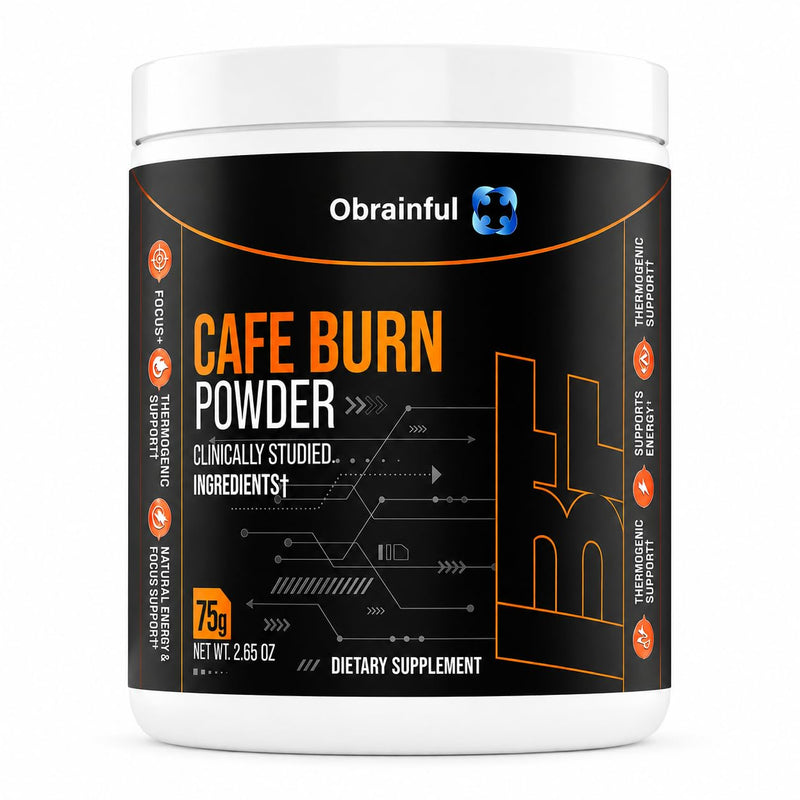 Cafe Burn Powder Dietary Supplement 75g | Thermogenic Energy & Focus Drink Mix | Green Tea, Green Coffee Bean & L-Carnitine | Metabolism Support Powder | 30 Servings