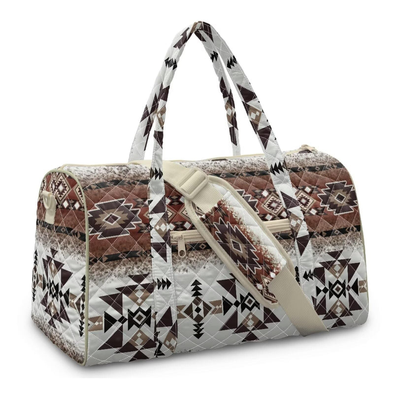 Aztec Tribal Geometric Print Quilted Travel Duffel Bag Lightweight Weekender Overnight Bag for Women Men Luggage Bags Women Hospital Bag for Labor & Delivery Aztec Tribal Geometric