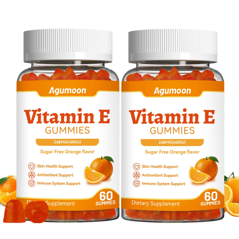 2 Pack Vitamin E Gummies,400 IU VIT E Supplements for Women Men | 268mg Vitamin E Supplements for Women and Men,Skin,Eye Health and Antioxidant support,Orange Flavor,120 Count