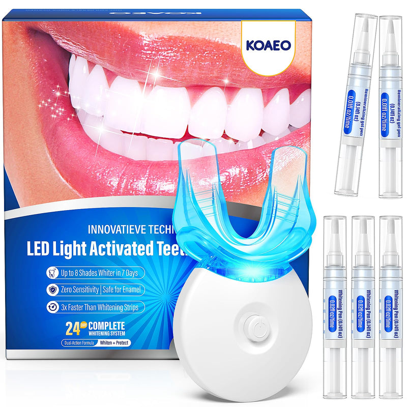 Teeth Whitening Kit – 3 Whitening Pens + 2 Desensitizing Pens – 35% Carbamide Peroxide – LED Light – Safe for Sensitive Teeth – 0.75 Fl Oz(Peppermint)