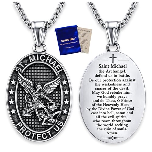 Saint Michael Protect Us Stainless Steel Necklace for Men
