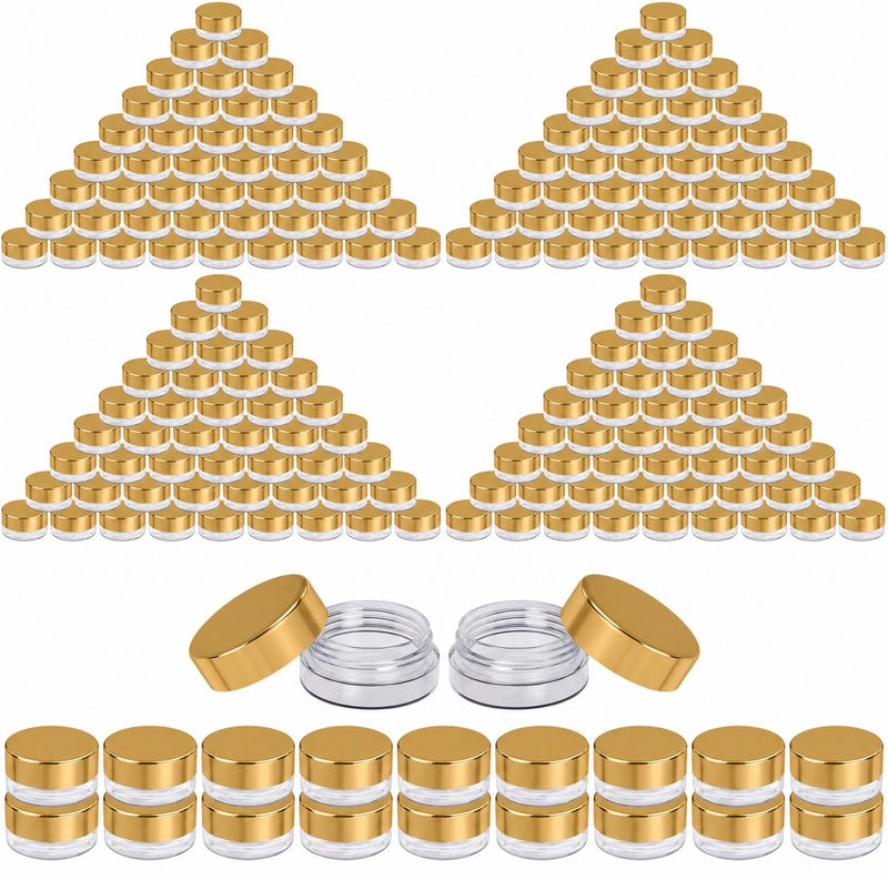 Sample Containers, Makeup, Mini Jars with Lids, Small, 3 Gram, 200 PK, Gold | Houseables Sample Jars, Lip Balm Containers, Empty, Powder, Gloss, Cosmetic, Tiny, Dab, Wax, Scrub, Little, Travel, Plastic 200 Pack