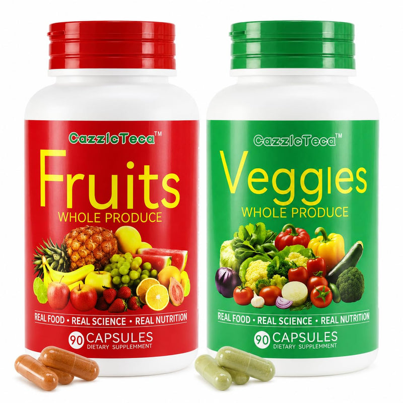Fruit and Veggies Supplement Vitamins for Men and Women - Super Fruits and Veggies Capsules to Support Balanced Nutrition and Energy Levels - Whole Natural Super Foods 90 Count (Pack of 2)