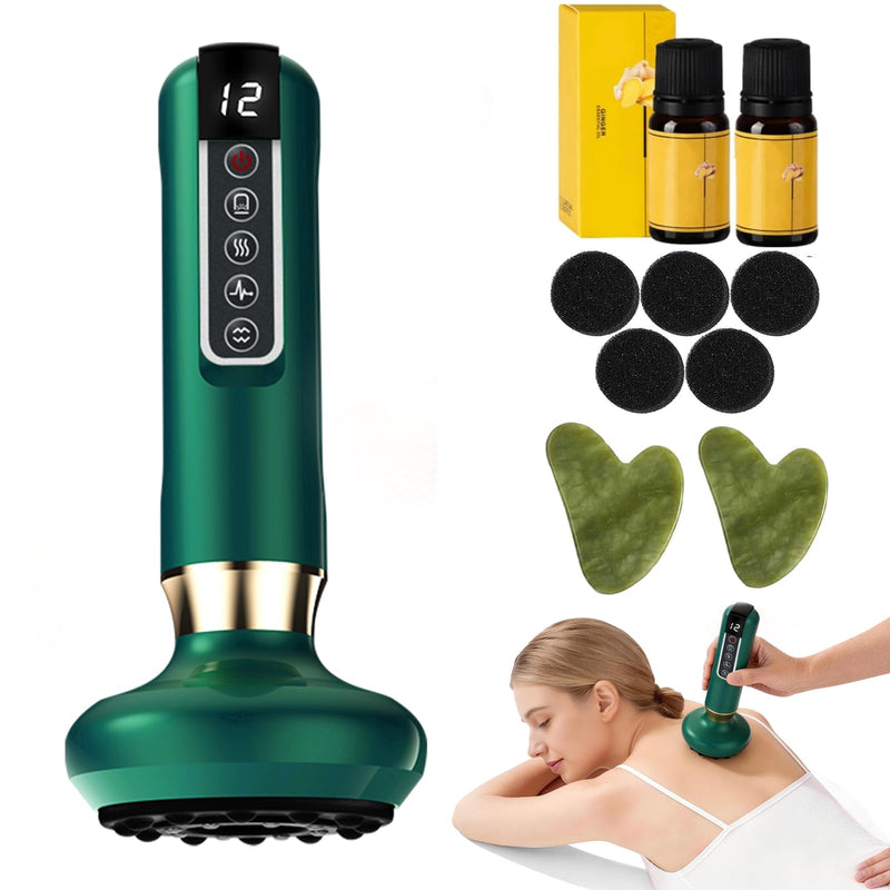 Lymphatic Drainage Massager Electric Cupping Massager with Heat Vibration and Red Light, 12 Level Suction Body Massager for Legs Arms Waist Abdomen, Rechargeable Cellulite Massage Tool for Home Use
