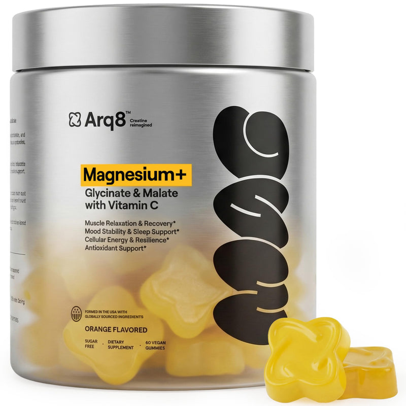 Magnesium Gummies 200 mg per Serving, Magnesium Glycinate & Malate with Vitamin C, Sugar-Free, Vegan, Magnesium for Men & Women, 60 Gummies, 30 Servings, Orange Flavor 60 Count (Pack of 1)