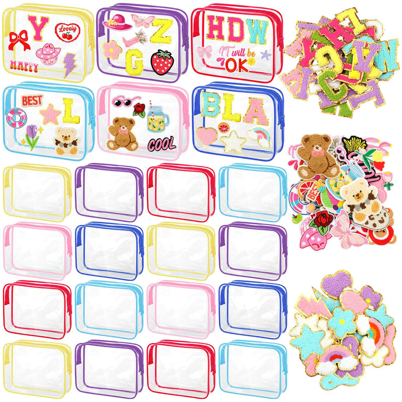 12 Pack DIY Clear Makeup Bags Kit for Girls,Multicolor Multicolor