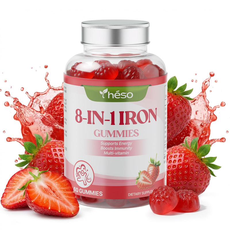 Iron Gummies for Kids & Teens, Kids Multivitamin with 20mg Iron Supplement, Vitamin A, C, B6 & Lutein – Sugar Free Multivitamin – Daily Nutrition & Eye Support, Strawberry Flavor, 60 Gummies 60 Count (Pack of 1)