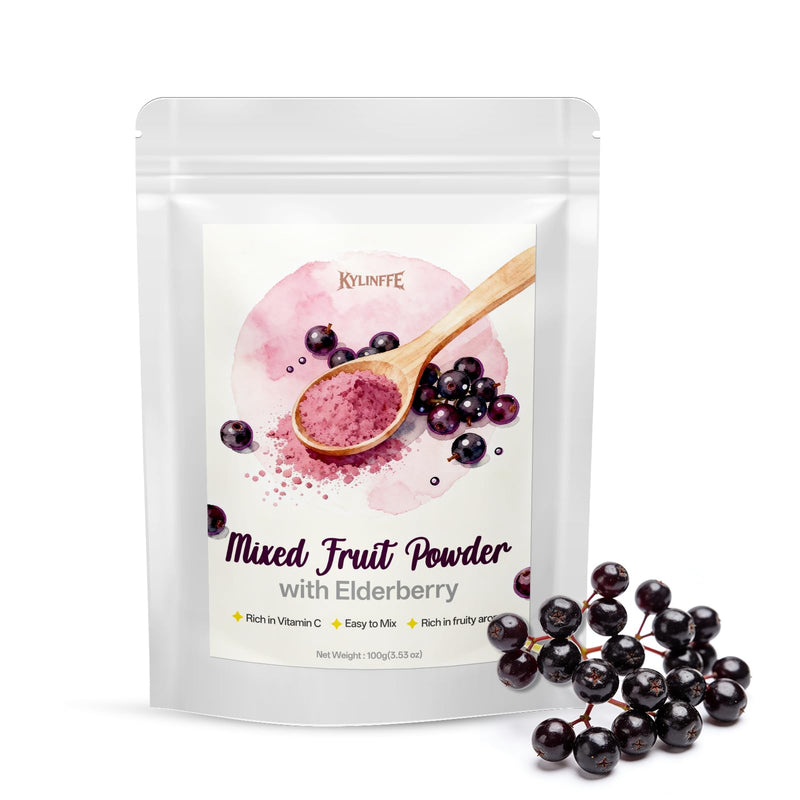 Elderberry Powder - Natural Non-GMO Fruit Blend, Sugar Free & No Additives, Ideal for Beverages, Smoothies & Drinks