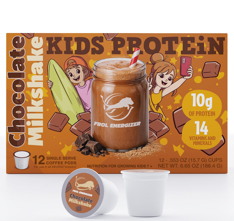 Kids Protein K-Cup Pods, Chocolate, 10g Protein | Real milk & Real cocoa for a rich taste, 70 calories, 14 vitamins & minerals, no added sugar, ages 7+, 8oz serving