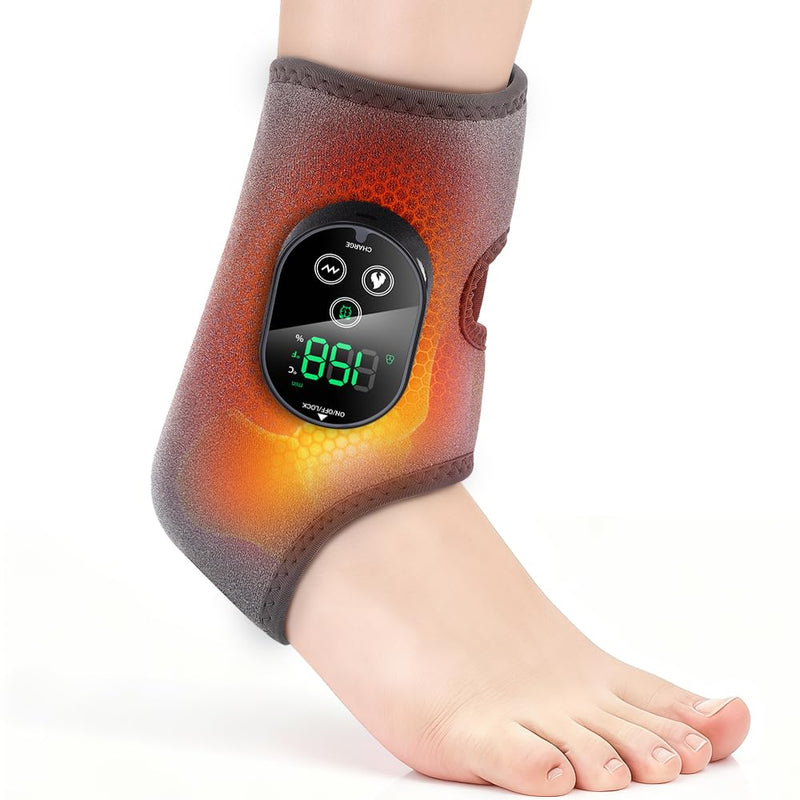 BAISEMAIN Cordless Foot Massager for Neuropathy, Foot and Ankle Massager, Ankle Heating Pad with Massage, 6 Heating, 3 Massage Modes&Timer, Gray