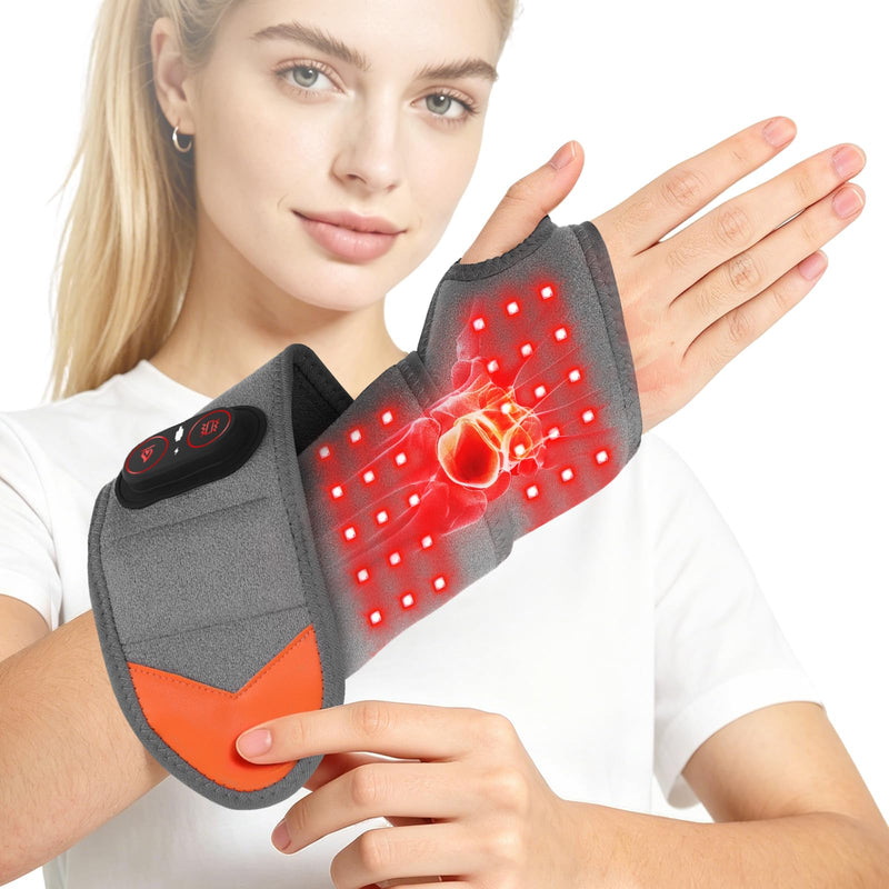 Cordless Heated Wrist Brace for Pain Relief,Rechargeable Wrist Heating Pad,Wrist Massager for Carpal Tunnel,Heating Pad for Wrist(Grey) Grey