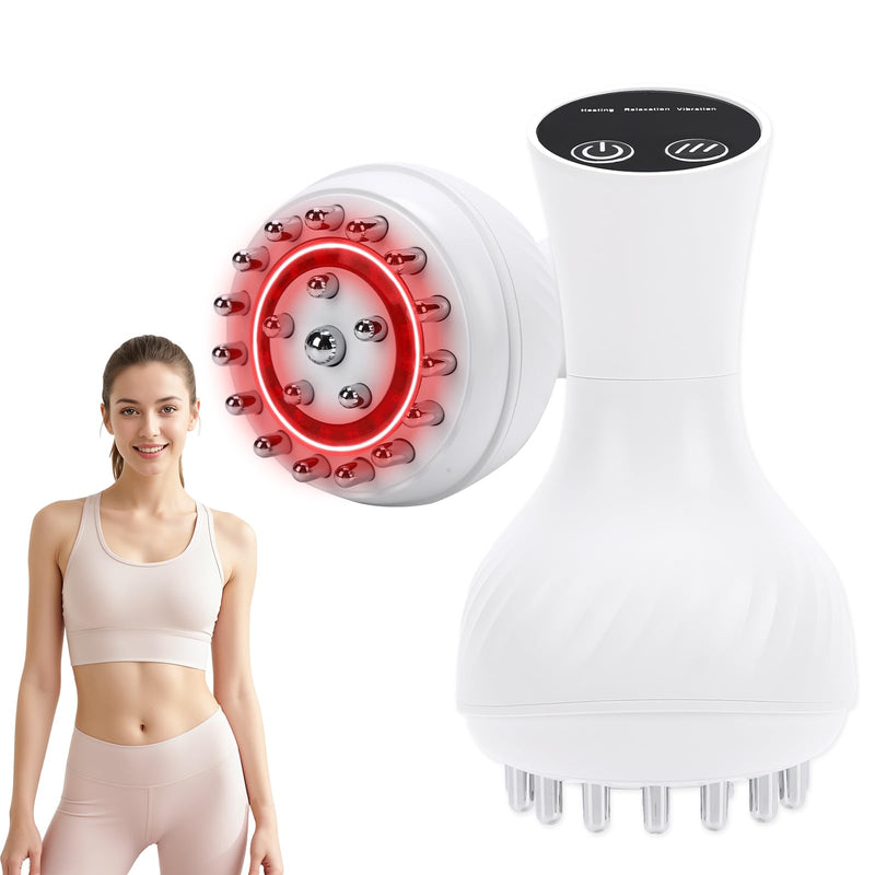 Lymphatic Drainage Massager & Anti Cellulite Massage Tool, White | Reduce Stretch Marks & Cellulite, Helps Muscle Relax, For Legs, Arms & Belly, Light, Heat & Vibration
