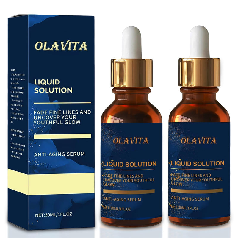 OLAVITA Liquid Solution Anti Aging Serum, Vitamin C Hydration & Skin Care Solution, 2 Pack