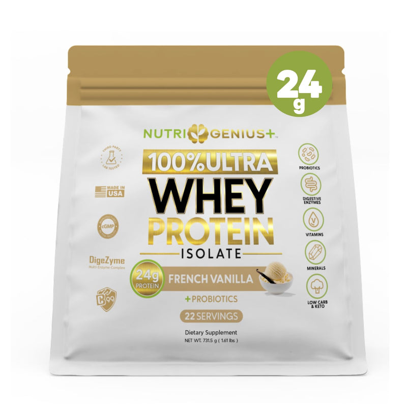 All-in-One Nutrition Whey Protein Isolate with Probiotics, Digestive Enzime, Vitamins and Minerals, Gluten Free, Keto Friendly, No Sugar, 22 Servings. Sweet Vanilla