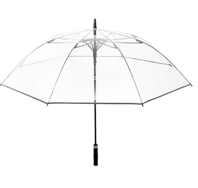 Clear Umbrella for Women Men, Auto Open Large Canopy Transparent Coverage Stick Umbrella for Weddings,Prom,Graduation and Outdoor Events Black