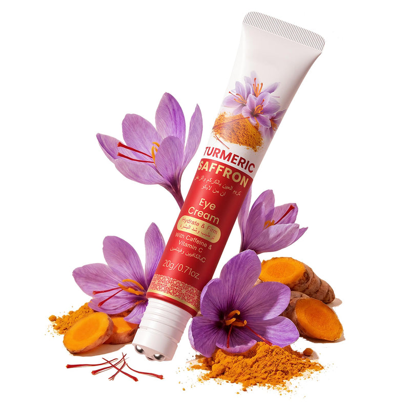 Turmeric Saffron Eye Repair Cream | Under Eye Cream For Puffiness and Bags Under Eyes, Saffron Flower and Turmeric Extract, Vitamin C| Smooth Skin, Long-Lasting Hydration