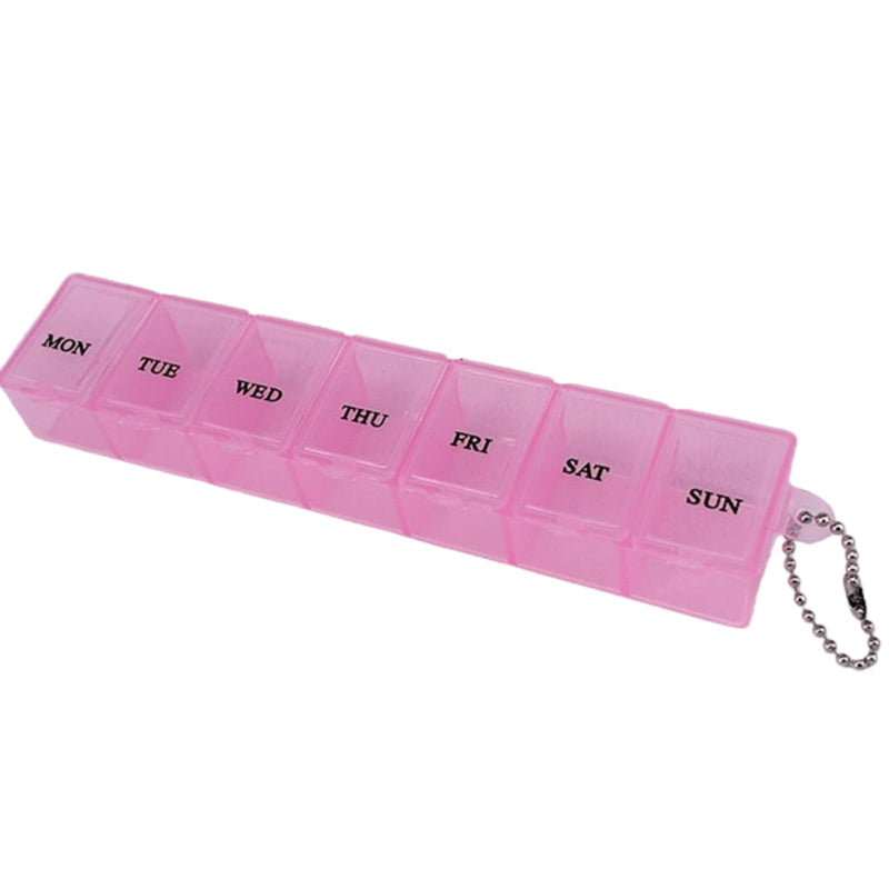 Pill Organizer 7-Day Weekly Pill Organizer | Portable Medicine, Daily Pill Cases for Pills/Vitamin/Fish Oil/Supplements 15cm-pink