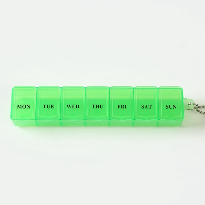 Pill Organizer 7-Day Weekly Pill Organizer | Portable Medicine, Daily Pill Cases for Pills/Vitamin/Fish Oil/Supplements 15cm-green
