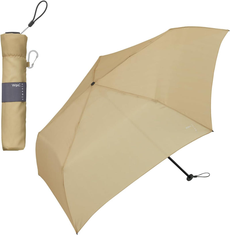Classic AIR-LIGHT Slim Folding Umbrella (Mini) Beige – Ultra-Lightweight & Compact, UV Protection, Rain & Sun Use (CS009-001-002)