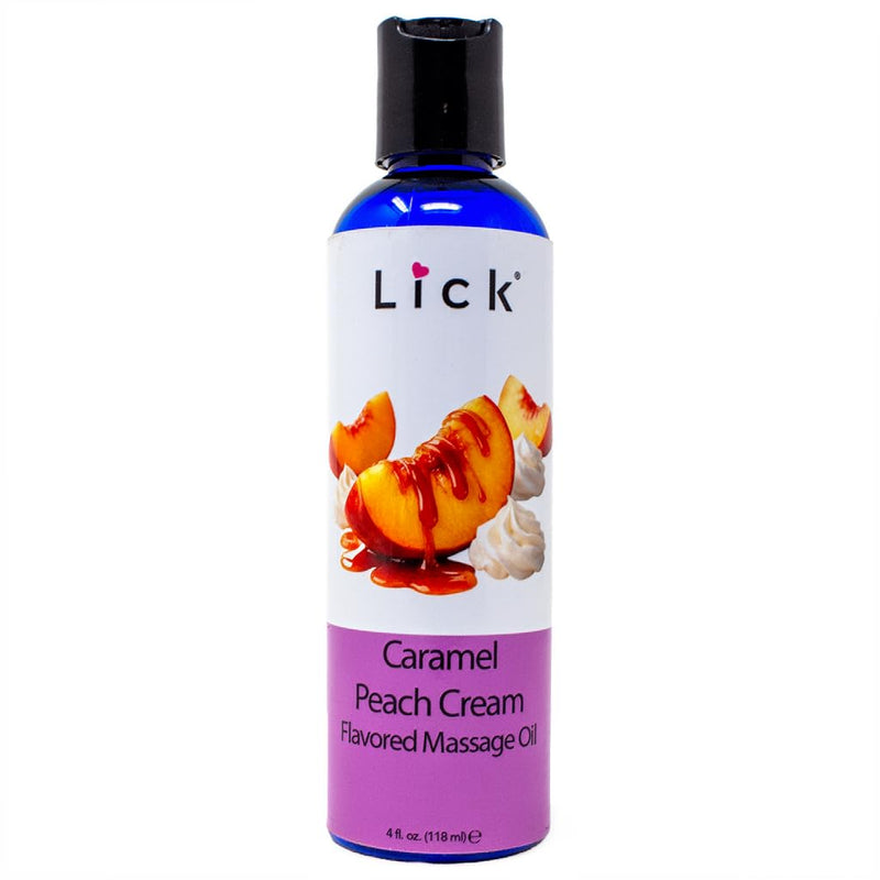 Caramel Peach Cream Flavored Massage Oil – Tropical Edible Massage Oil with Sweet Almond Oil & Vitamin E, Hydrating Body-Safe Formula for Relaxing Couples Massage, 4 oz