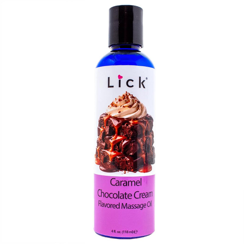 Caramel Chocolate Cream Flavored Massage Oil – Tropical Edible Massage Oil with Sweet Almond Oil & Vitamin E, Hydrating Body-Safe Formula for Relaxing Couples Massage, 4 oz